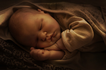 sleeping newborn - obrazy, fototapety, plakaty