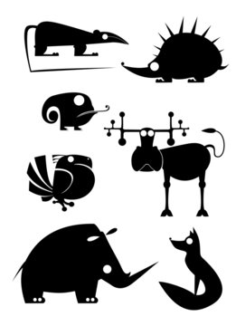 Vector original art animal silhouettes collection for design