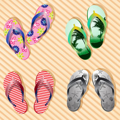 Vector colorful flip flops
