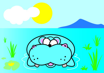hippopotame,animal,afrique,faune,flore,personnage,humour,