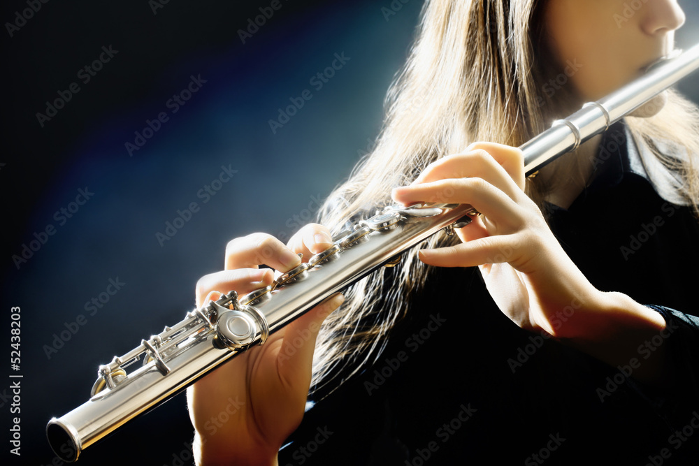 Wall mural Flute music instrument flutist playing