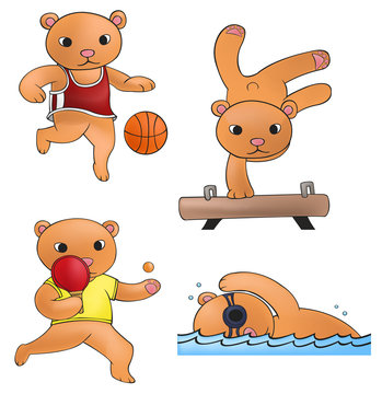 Sport mascot bear collection set 2