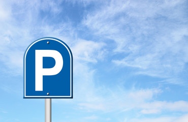 parking sign with blue sky