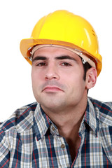 Closeup of a man in a hardhat