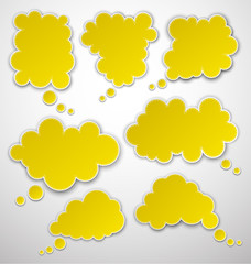 Set of paper yellow clouds.