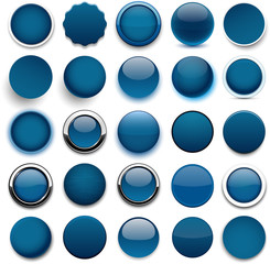 Round dark blue icons.