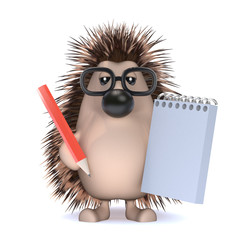 Cute hedgehog takes notes © Steve Young