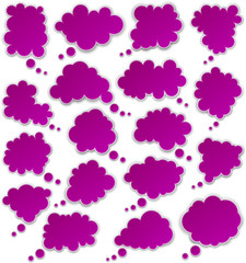 Set of paper magenta clouds.