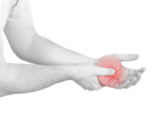 Acute pain in a man palm