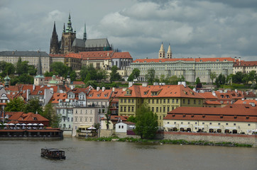 Fototapeta na wymiar Panorama of the Prague Castle over Vltava River