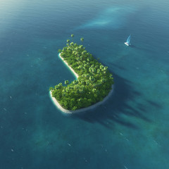 Island Alphabet. Paradise tropical island in form of letter J