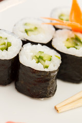 sushi with chopsticks