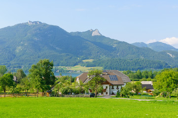 Obraz premium Alps and the Lake Wolfgang, Austria