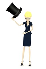 Fototapeta premium 3d render of cartoon character with hat