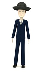 3d render of cartoon character with hat