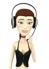 3d render of cartoon character with headphones