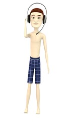 3d render of cartoon character with headphones