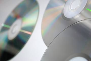 Compact disks on a white background