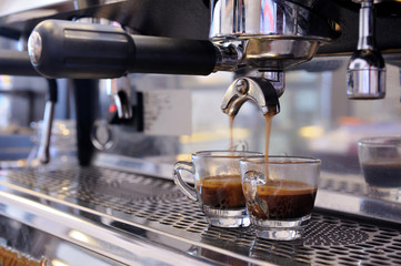 prepares espresso