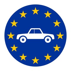 Voiture dans un drapeau europ&eacute;en