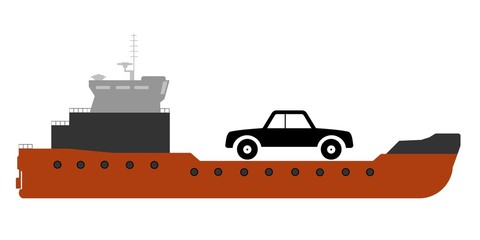 Obraz premium Voiture dans un bateau cargo