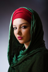 Muslim woman with headscarf in fashion concept