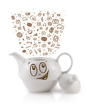 Coffe can with hand drawn media icons