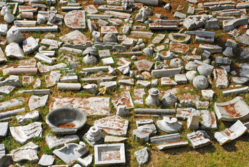 Debris at archaeological site