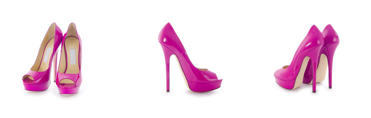 Set of woman shoes isolated on the white