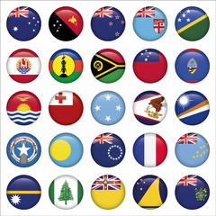 Set of Australian, Oceania Round Flag Icons