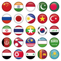 Asiatic Flags Round Icons