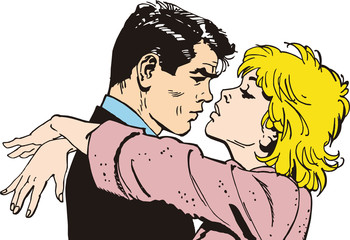 Obraz premium Ilustracion de una pareja de enamorados