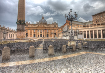 Fototapeta na wymiar Saint Peter's square in dramatic lighting