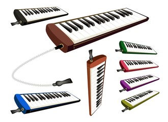 A Set of Musical Melodica on White Background