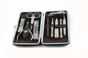 nail tools salon in box isolated