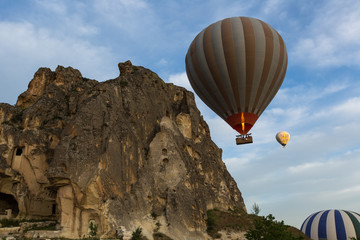 hot air balloon trip at famous cave house Cappadocia Turkey