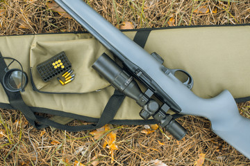 A fragment of a rifle with telescopic sight