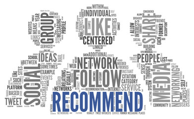 Social media conept in word tag cloud