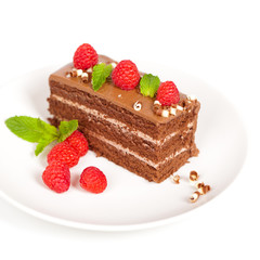 Fresh Chocolate Fudge Cake with Raspberries