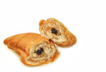 chocolate croissant on white