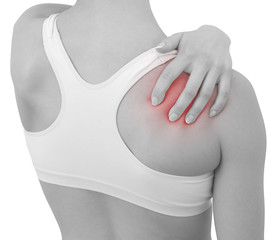 Acute pain in a woman shoulder