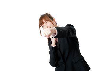 ファイトする若いビジネスウーマン