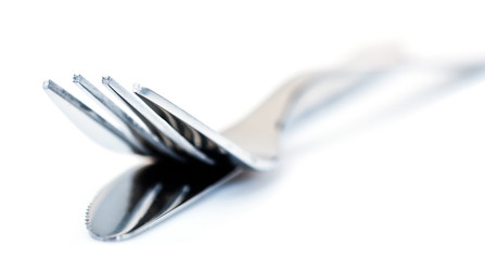 Knife and fork isolated on white background