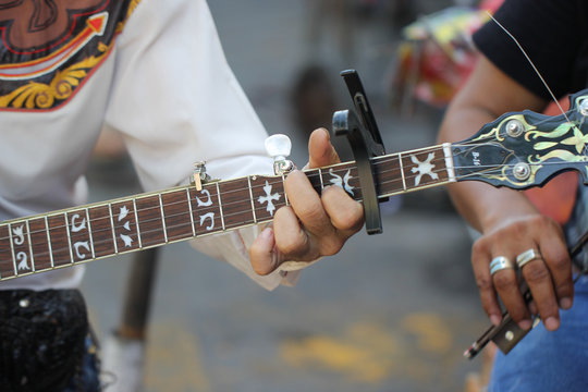 Close up guitar cowboy