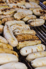Grilled bananas on the steel grill