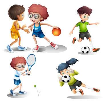 Kids engaging in different sports
