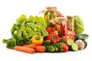 Composition with assorted organic vegetables isolated on white