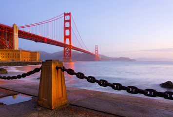 Golden Gate Bridge in San Francisco at sunrise