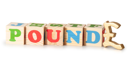 Pound word from wooden cubes