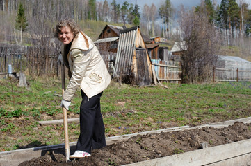 woman with a shovel